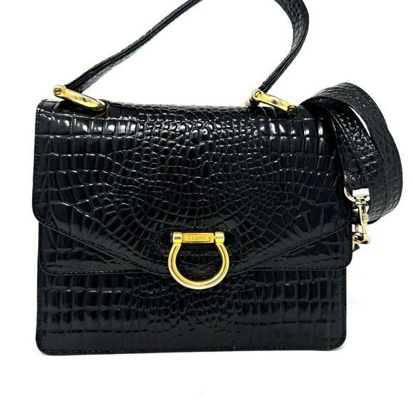 Celine Vintage Black Patent Embossed Crossbody – Extremely Rare, COA Included - Picture 7 of 16